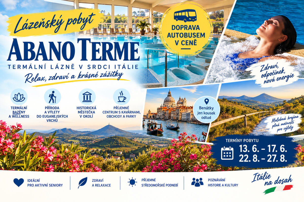 Abano Terme – pobyt v termálech